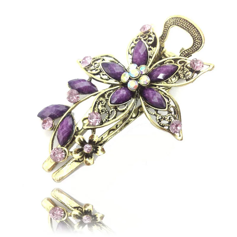 

Fashion 1 Pc Lady Vintage Elegant Flower Hair Clip Crystal Hairpin Barrette Hair Jewelry Gift