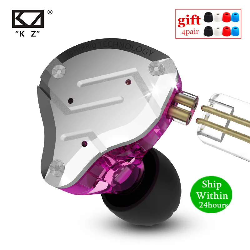 KZ ZS10 PRO 1DD + 4BA HIFI металлическая гарнитура гибридные наушники вкладыши Спортивная