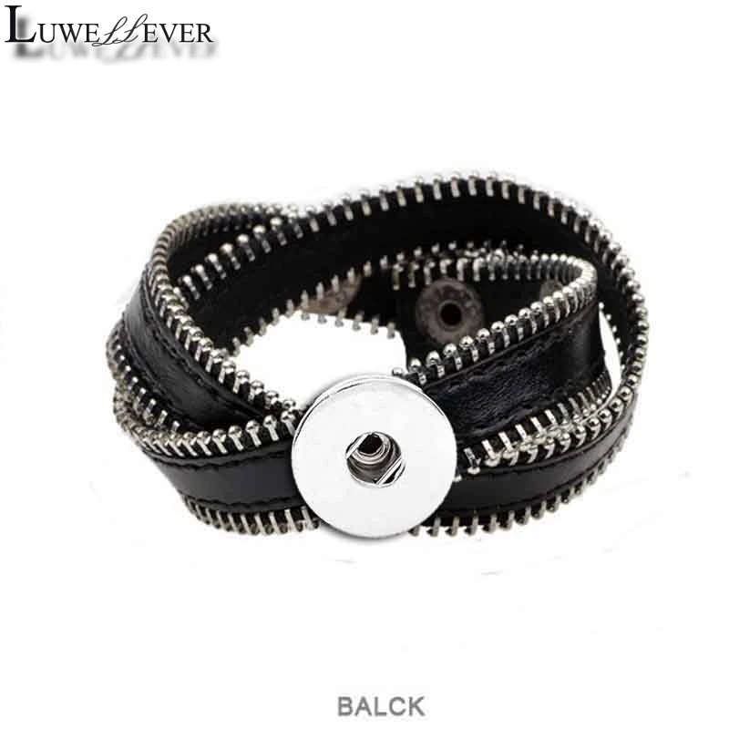 Браслет на молнии из 105 натуральной кожи в стиле ретро|charm jewelry|18mm snaps18mm snap button |