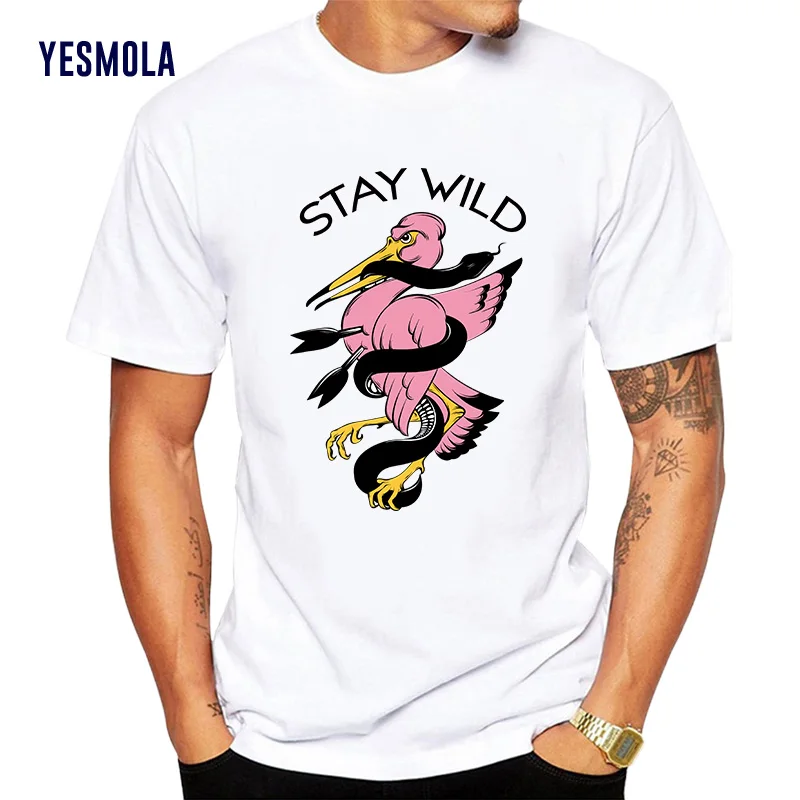 

YESMOLA Vulture Design T Shirt Custom Design Cotton for Men T-shirt Summer Tops Stay Wild O-neck Men Women Casual Cotton Tees