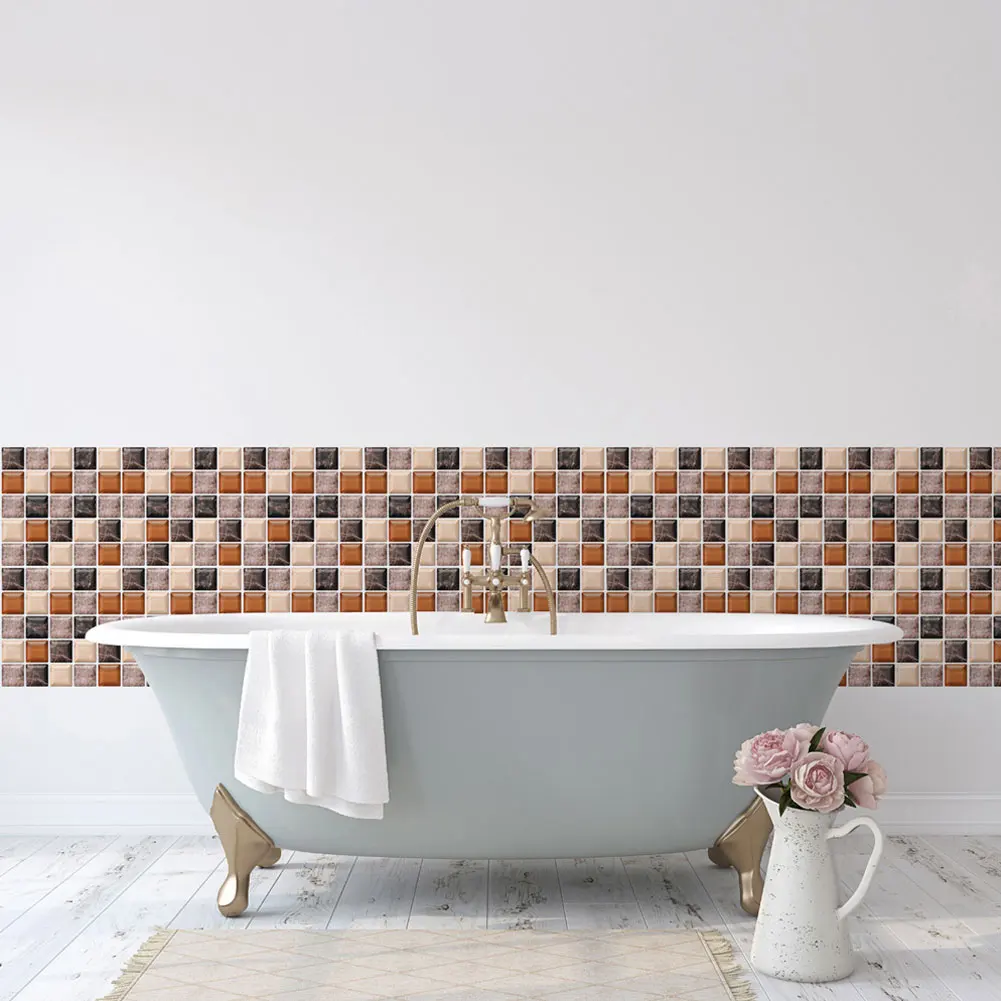 

Mosaic Wall Tiles Peel and Stick Self-Adhesive DIY Backsplash Stick-on Wall Tiles for Kitchen and Bathroom Dropship