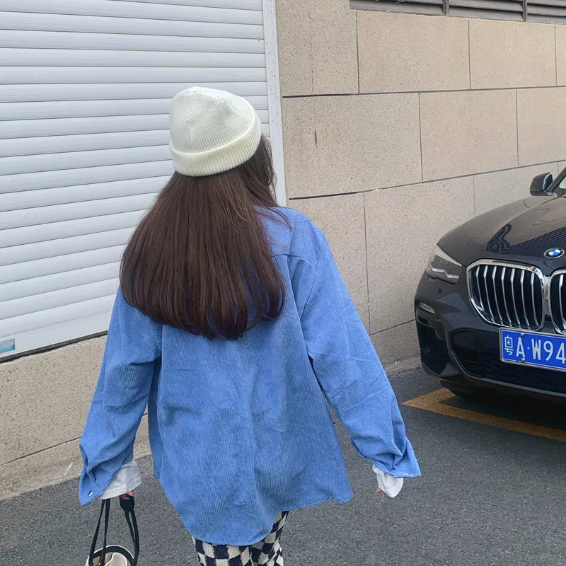 

Autumn New Love Pocket Corduroy Shirt Coat Rac
