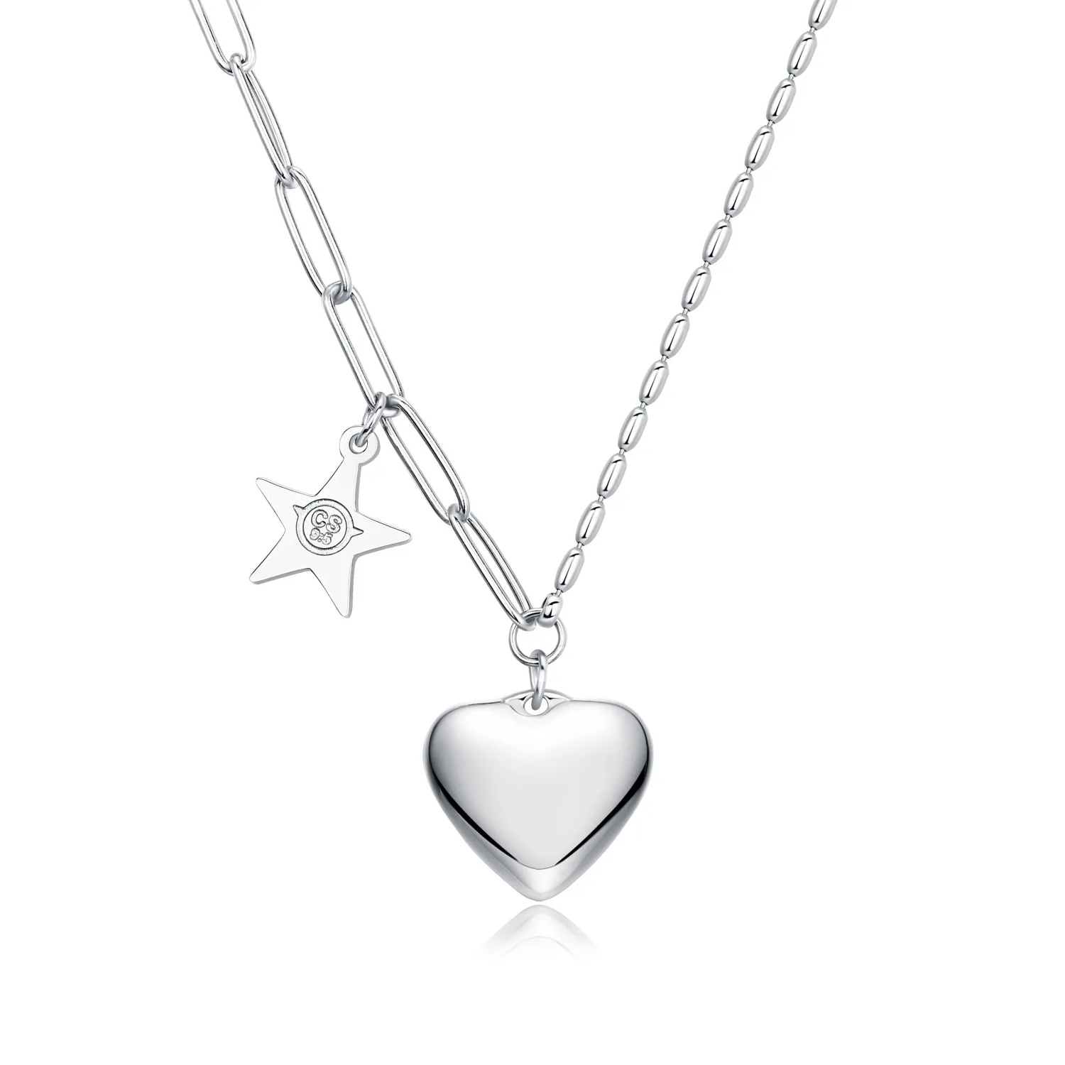 

Korean fashion stainless steel jewelry titanium steel necklace love and Star Pendant titanium steel spot wholesale