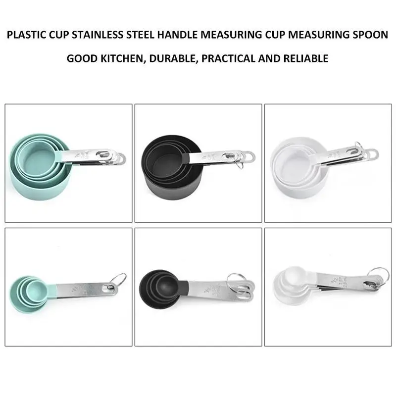 

4Pcs Steel Measuring Cups Spoons Kitchen Baking Cooking Cup Spoon Set Set Tool Measuring Measuring D9E2
