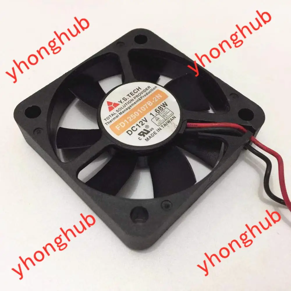 Вентилятор охлаждения сервера Y.S TECH FD1250107B-2N, постоянный ток 12 В, 1,68 Вт, 50x50x10 мм, 2 провода
