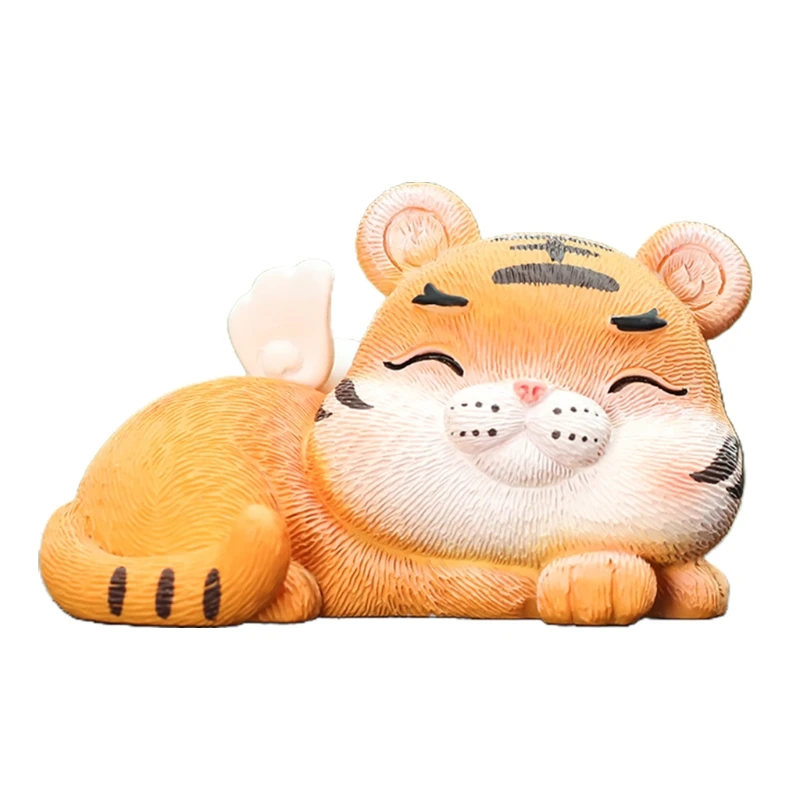 2022 New Miniature Tiger Figurine Mini Resin Statue Ornament Blessing Doll Decor | Дом и сад
