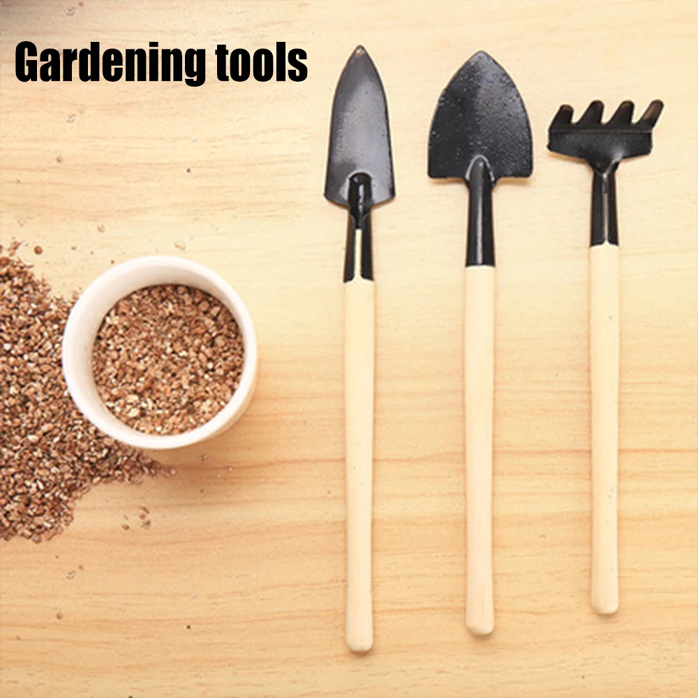 

3 предмета в комплекте, совок грабли лопата с деревянной ручкой с металлическим наконечником с фактурой для инструмент мини-садовые инструм...
