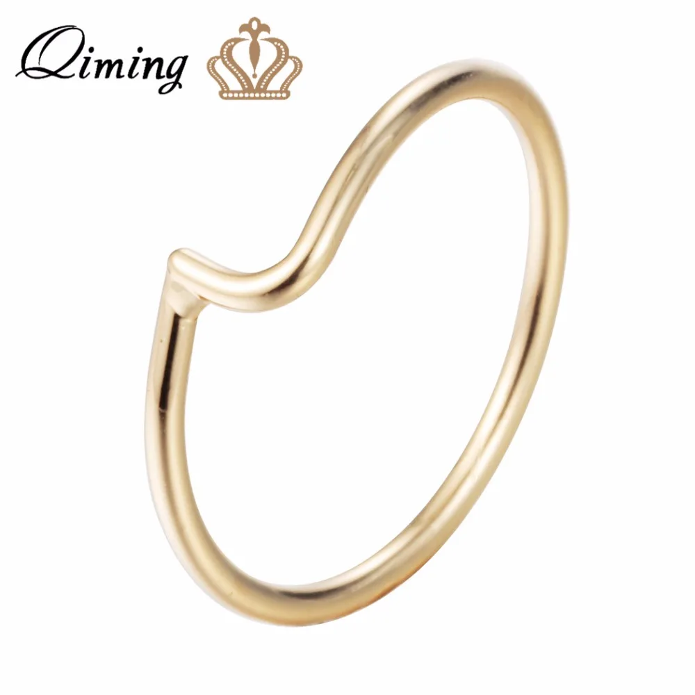Минималистичные простые волнистые кольца QIMING для женщин прекрасные девушек в