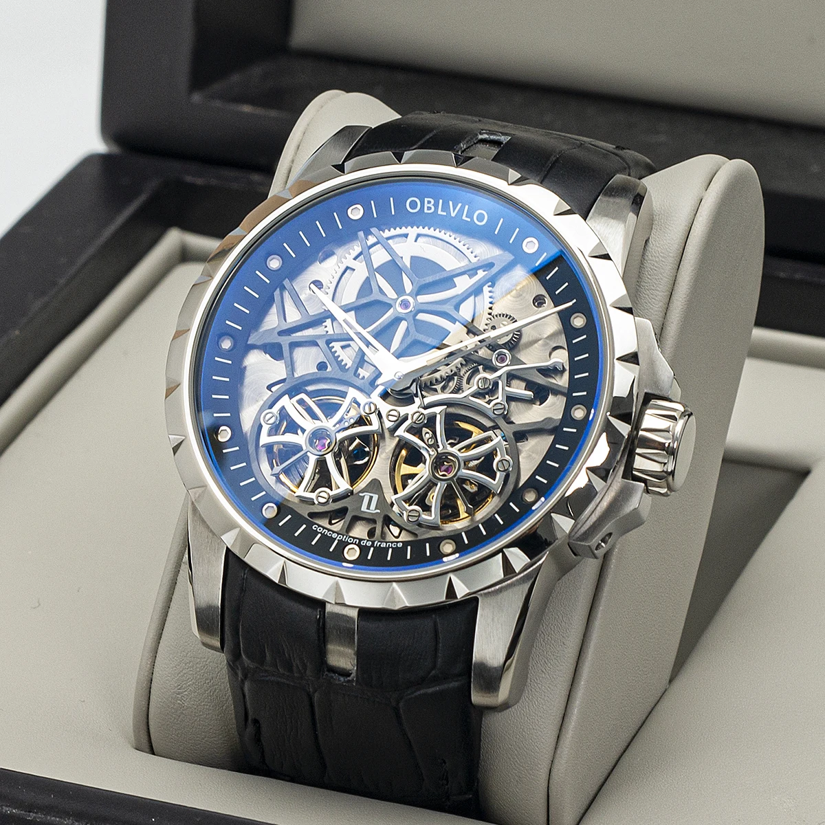 OBLVLO Топ Брендовая Дизайнерская обувь в стиле милитари мужские часы Сталь Мужские