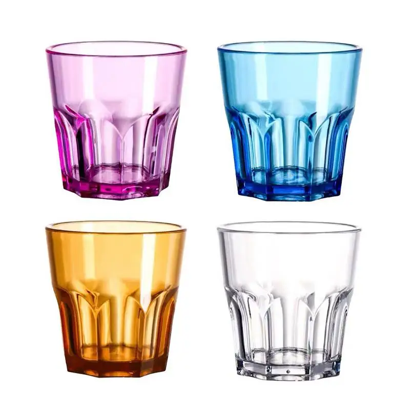 4Pcs Acrylic Transparent Shatterproof Water Cups Octagon Cup Drinking Cup for Hotel Bar Restaurant Home