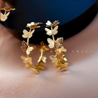 2021 butterfly big hoop earring crystal circle earrings for women girls rhinestone round earring jewelry valentines day gift