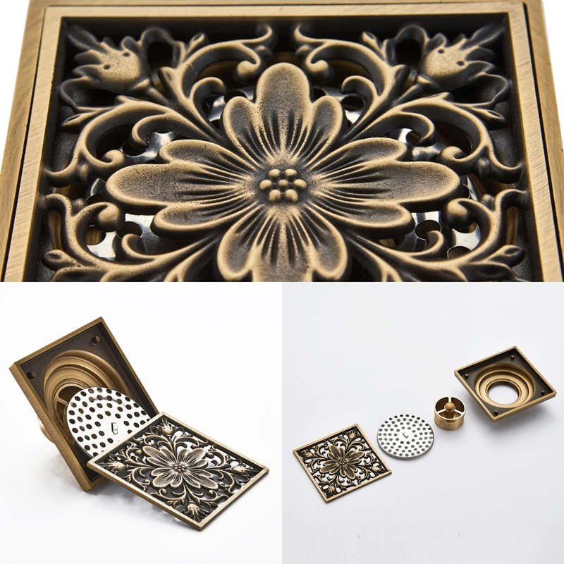 

European Style Bathroom Retro Square 10cm Square Floor Waste Drain Sanitary DropShipping