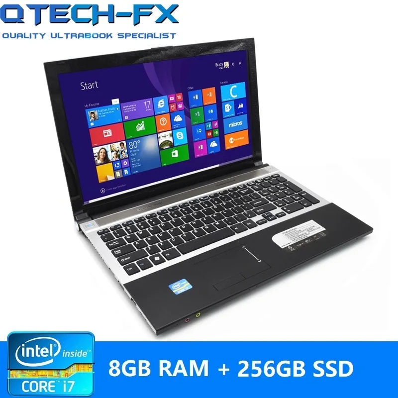 Ноутбук 15," i7 8 ГБ ОЗУ SSD 512 ГБ/256 ГБ быстрый процессор Intel Core i7 Windows 10 BT деловая Арабская еврейская, испанская и русская клавиатура - Цвет: i7-256GB-SSD-BK