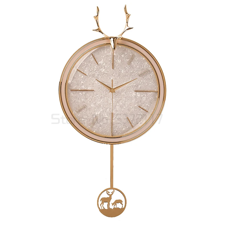 

Nordic elk head wall clock light luxury clock silent clock European simple household quartz clock