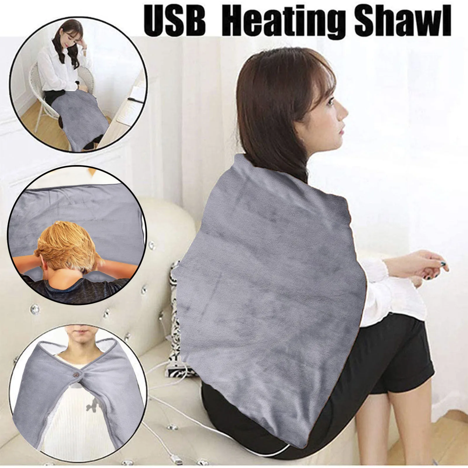 

USB Electric Blanket Versatile Warm Heating Shawl For Car Office Home Heated Knee Blanket Pad 100X70cm Warm Winter