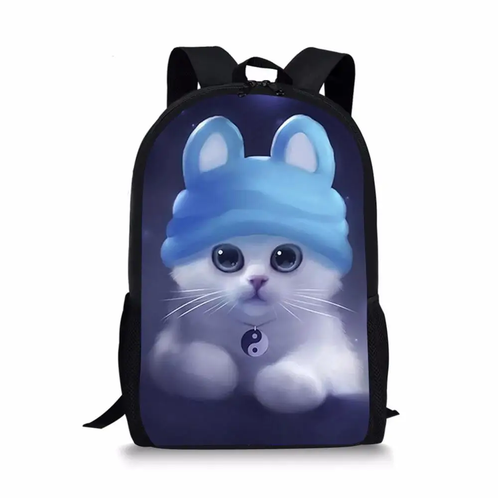 Fashion Children's School Backpack Fantasy Cats Pattern Kids School Book Bags Cartoon Animal Painting Travel Backpack