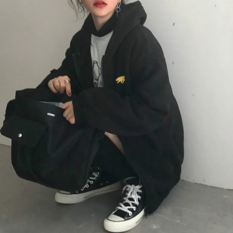 

Women Winter Jackets and Fleece Coats Hooded Zipper Pockets cardigan Casual Plus Size Oversized Chaqueta Mujer Veste Femme