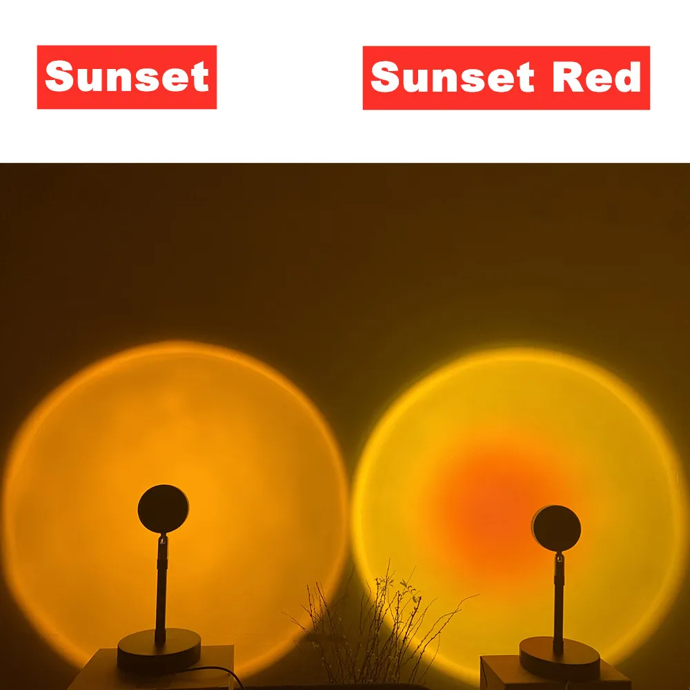 USB Led Night Light Rainbow Sunset Red Projector Lamp for Home Coffe shop Background Wall Decoration Atmosphere Table Lamp Light