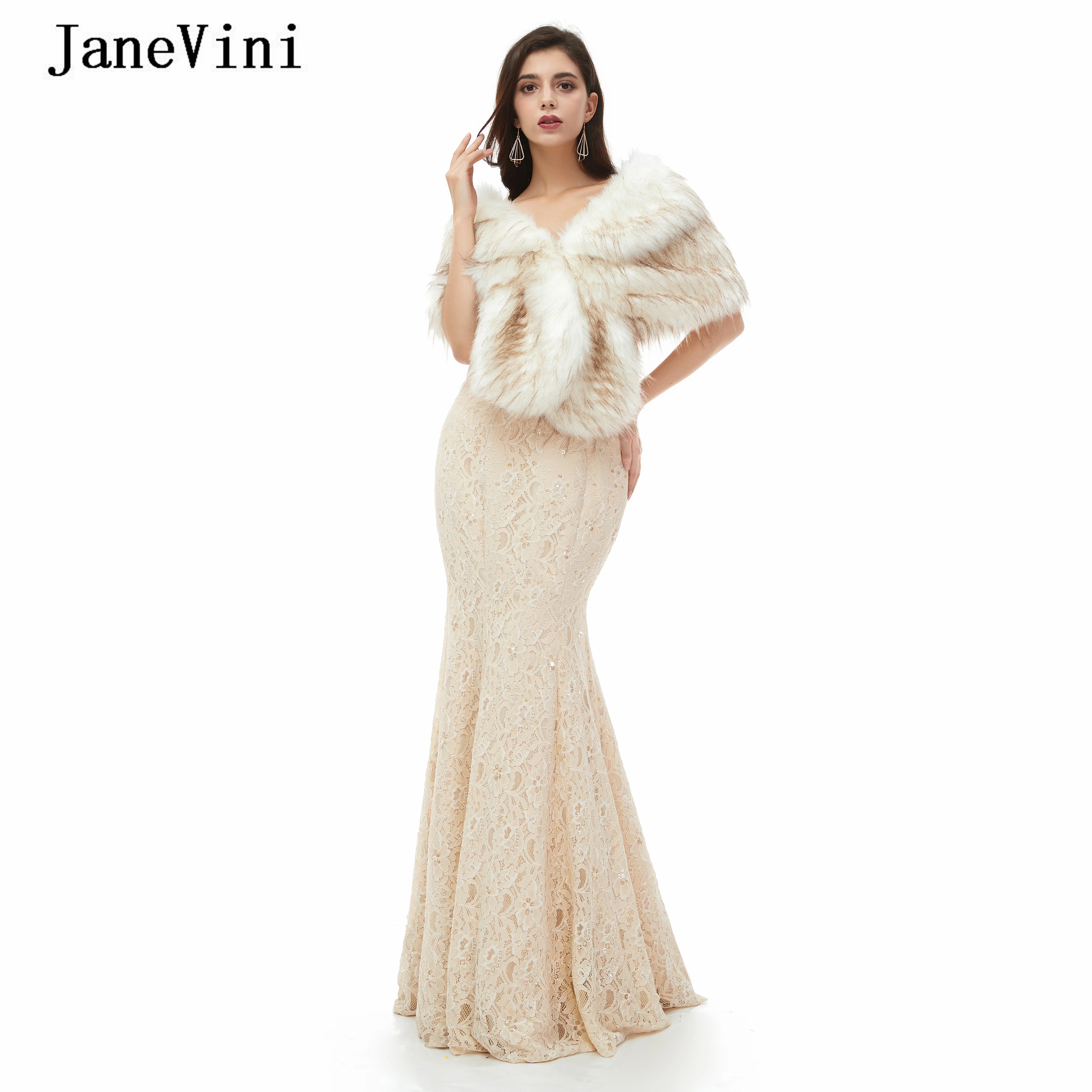 Свадебная накидка из искусственного меха jaevini высокого качества для невесты