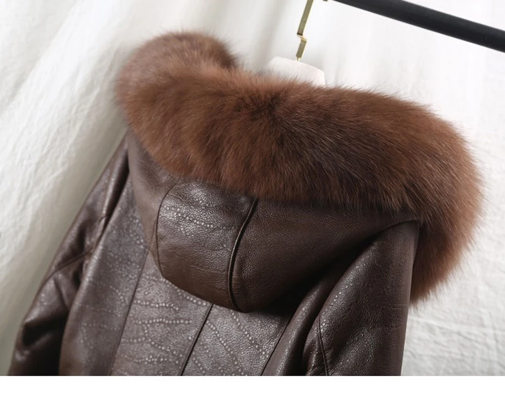 Женская двухсторонняя куртка из натуральной овчины теплая зимняя с воротником