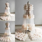 Пикантная элегантная женская пижама с коротким рукавом и v-образным вырезом, Многоуровневое халат с поясом для фотосессии платье Вечерние вечернее платье на свадьбу, одежда для сна