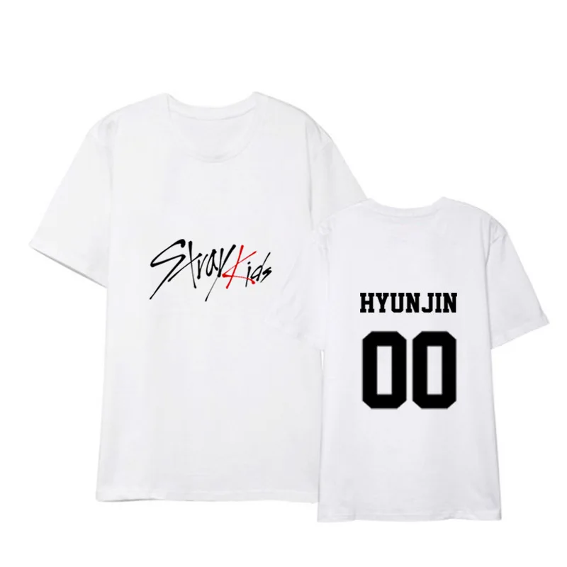 Straykids/одежда в Корейском стиле; свободная летняя футболка для студентов; Новинка; черно-белая футболка с короткими рукавами для детей