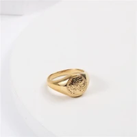 joolim high end pvd fashionable man circular seal rings for women stainless steel jewelry wholesale