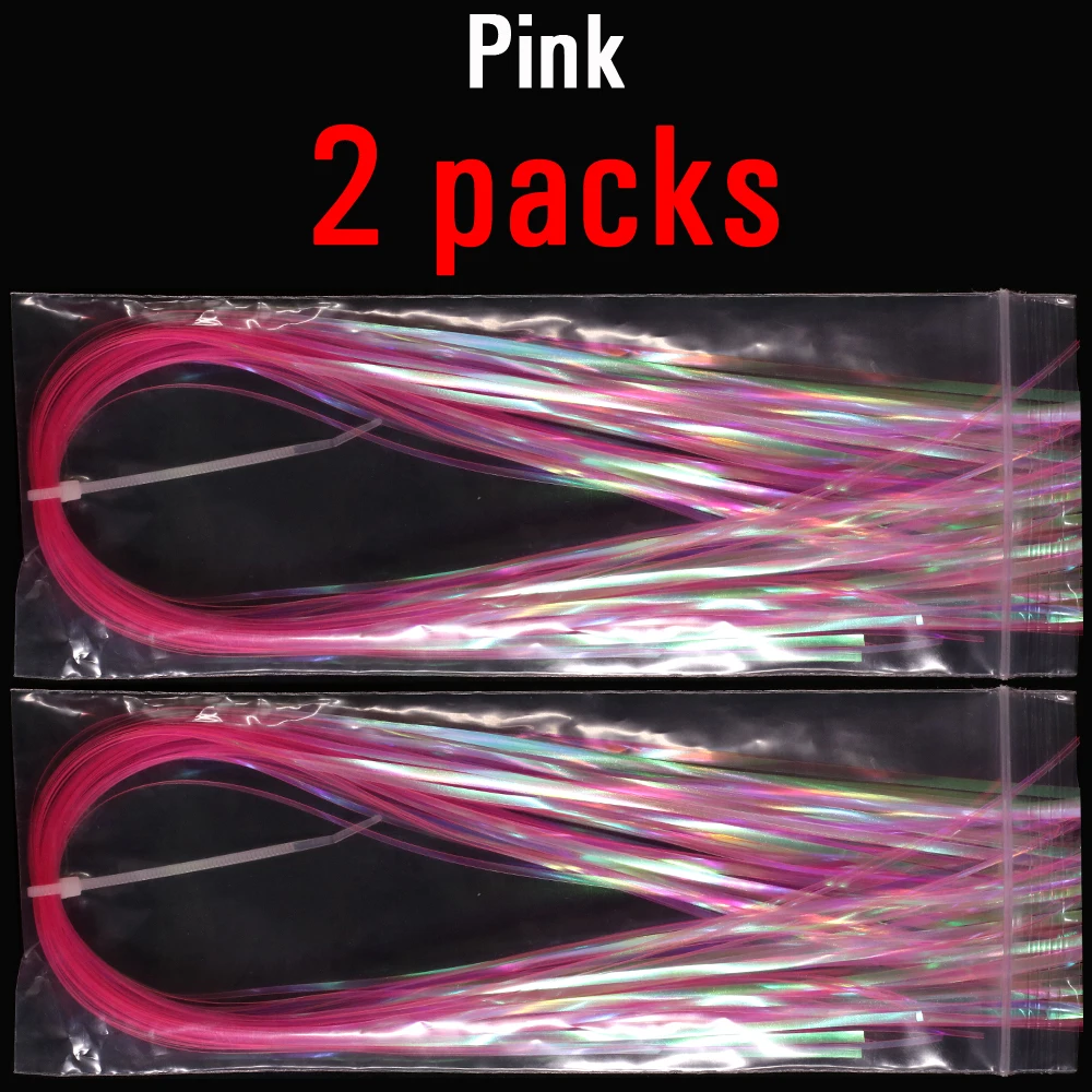 2packs Pink ICERIO 2 упаковки 2 мм плоская Mylar Flashabou голографическая Mirage вспышка мишура Nymph Scud приманка крючок синтетический мухобойный материал - Цвет: 2packs Pink