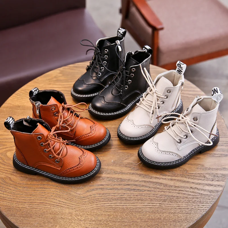 Классические детские ботинки модные теплые martin для девочек резиновые мальчиков