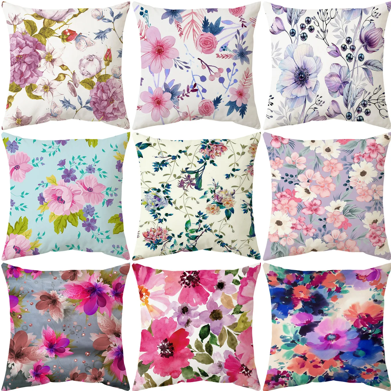 

45*45cm Creative Floral Flowers Cushion Case Home Decorative Colorful Flowers Pillow Cover Sofa Car Cushion Home Decoration