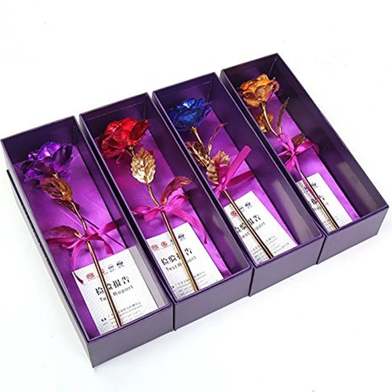 Позолоченные розы 24 К подарок на день Святого Валентина рождения романтической