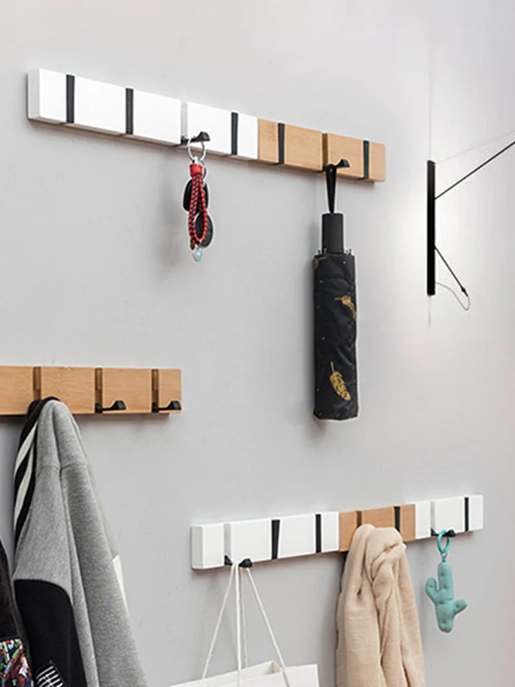 

Popular Clothes hook wooden hook door behind the wall hanging hooks solid wood wall creative coat hook Convenient universal hook