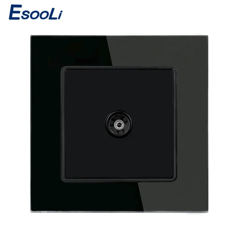 Розетка настенная Esooli серая прозрачная стеклянная 1 комплект 86*86 мм |