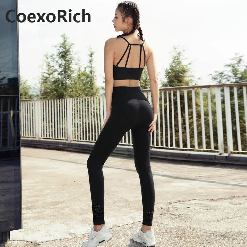 Комплект для йоги из 2 предметов бесшовный топ тренажерного зала бега фитнеса