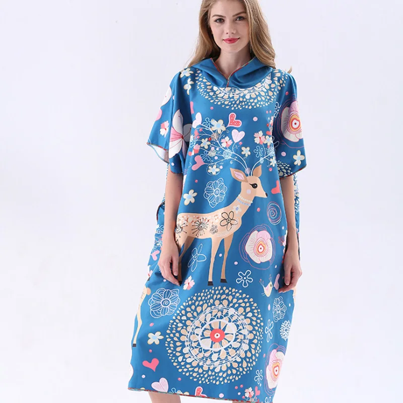 Пляжное полотенце для серфинга микрофибра банный халат пончо с капюшоном