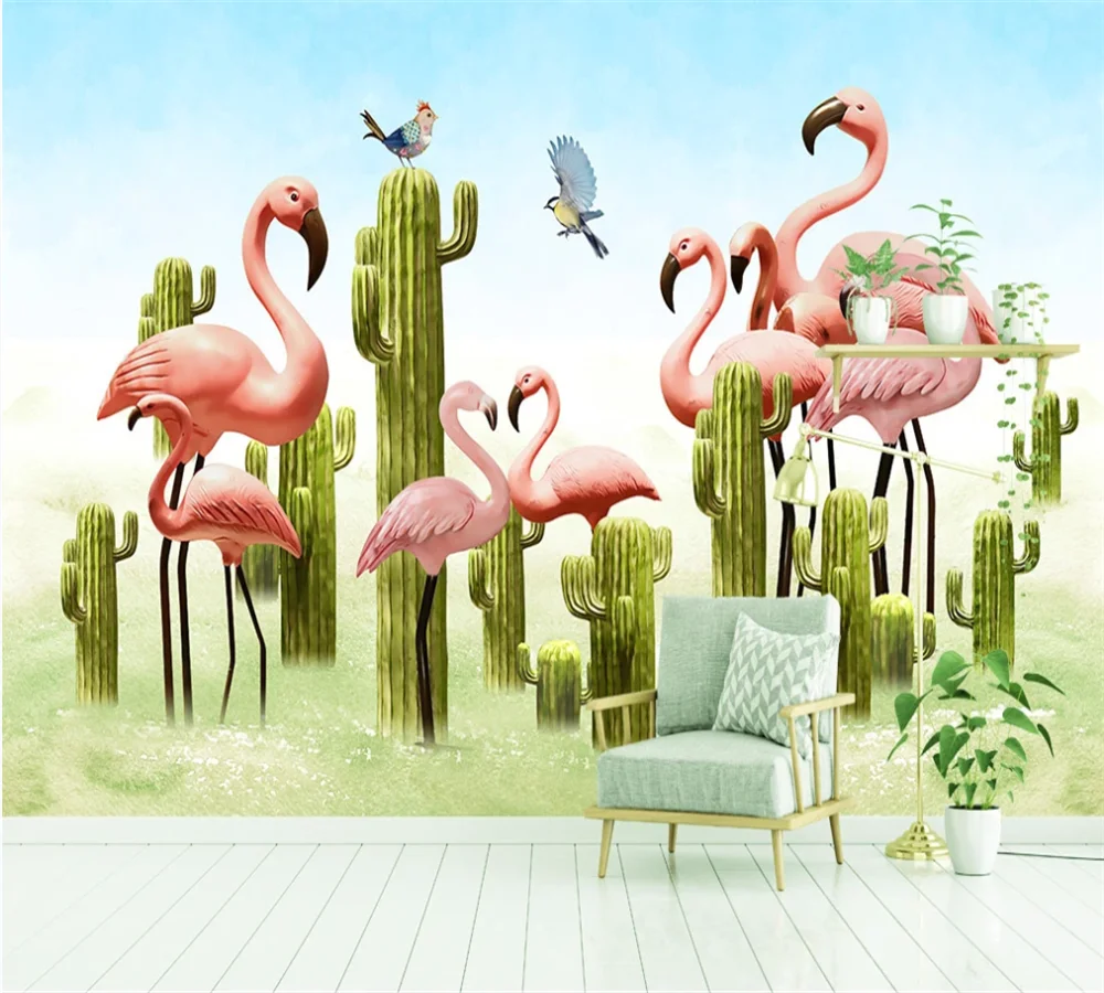 Настенные 3D обои на заказ скандинавский маленький свежий трехмерный кактус