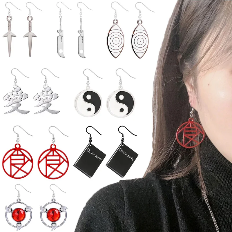 

Anime Series Earrings Death Note One Piece Pendant Drop Earring Fashion Pendientes For Women Akatsuki Black Accessories Gift