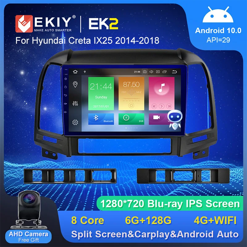 

Автомагнитола EKIY Blu-Ray для Hyundai Creta IX25 2014-2018, Android 10, стереоприемник, GPS-навигация, Авторадио, мультимедийный Головной блок