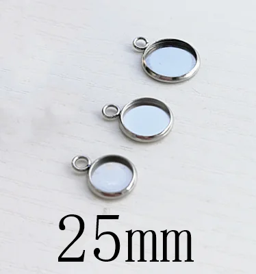 25mm Basehome 20 штук Нержавеющая сталь Настройки Подвесные кабошоны базовые рамка Лотки пустой подходит 6/8/10/12/14/16/18/20 мм кабошоны Камея "сделай сам" - Цвет: 25mm