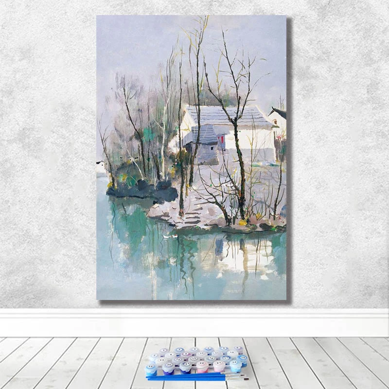 DIY Рисование по номерам картины против инструментария у гуаньчжун искусство