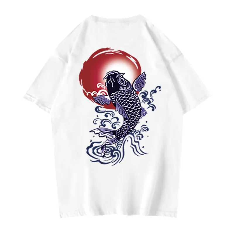 

Японские футболки Koi Carp Fish, мужская мода, уличная мода 2020, Национальный прилив, мужские хип-хоп Harajuku повседневные футболки, мужские футболки, ...
