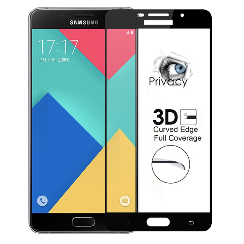 Закаленное стекло для Samsung A6 A7 A8 A9 2018 Защита экрана Plus антишпионское с полным