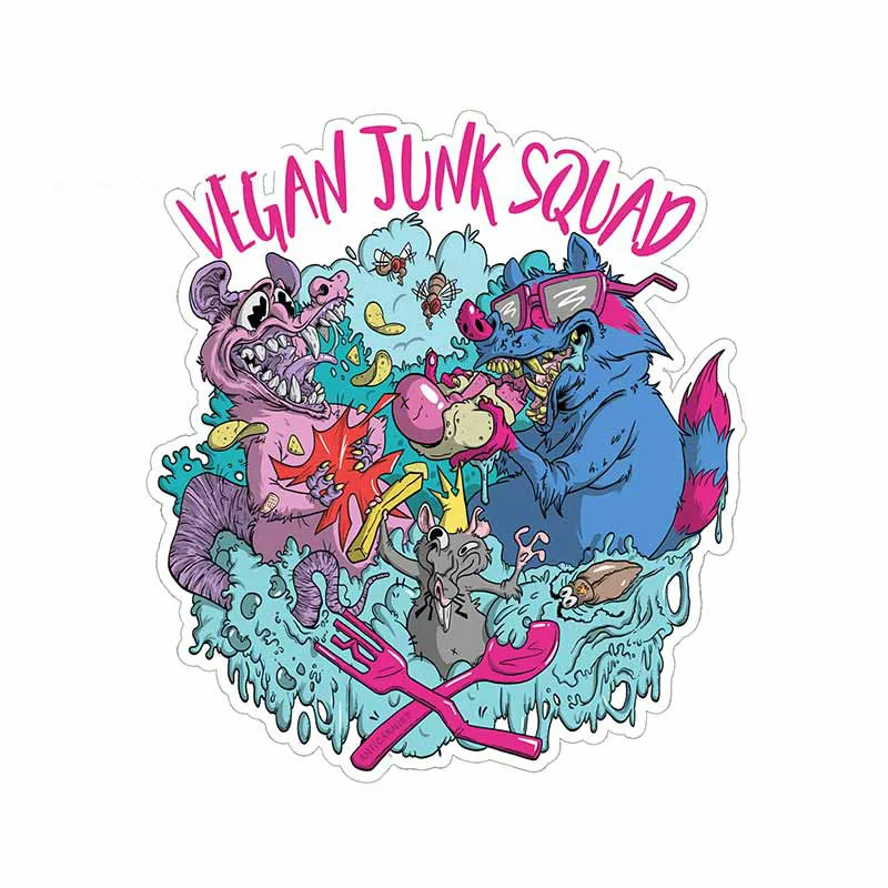 

Interesting Vegan Junk Squad Car Sticker Accessories Styling Decal Vinyl Car Window Cover Scratches Waterproof PVC 13cmx12cm