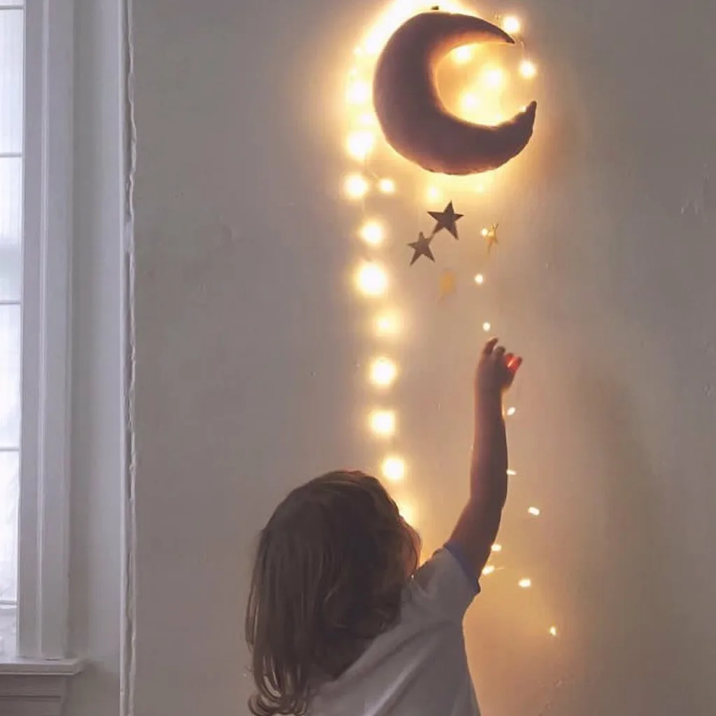 Милая плюшевая подушка с Луной и облаком подвесное мягкое украшение для детской