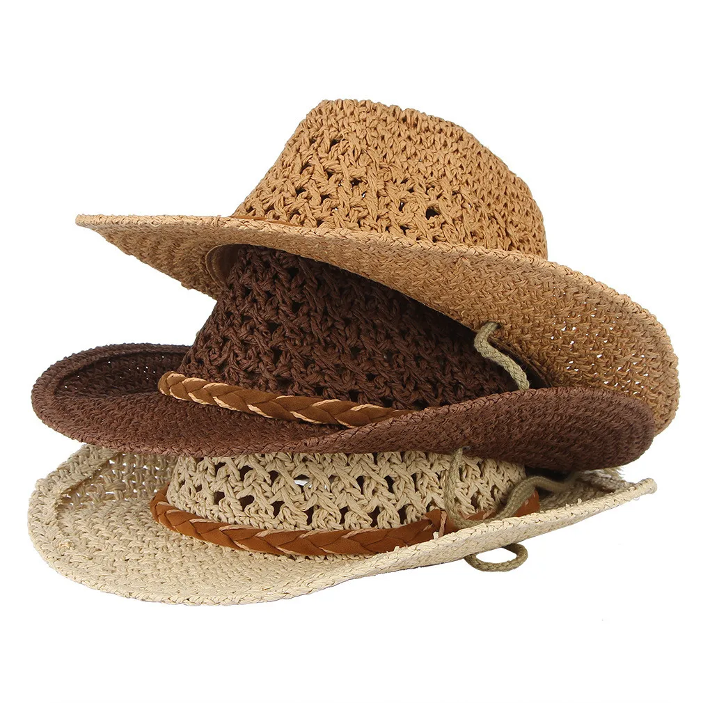 Шляпа для мужчин женщин ретро ковбой верховой езды кофейные шапки кожаный пояс с