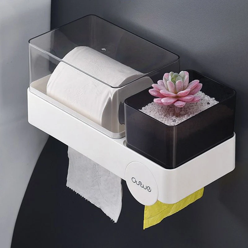 

Multifunctional Bathroom Tissue Box Classic Toilet Storage Box Waterproof Free Punching Household Bath and Sanitary Products