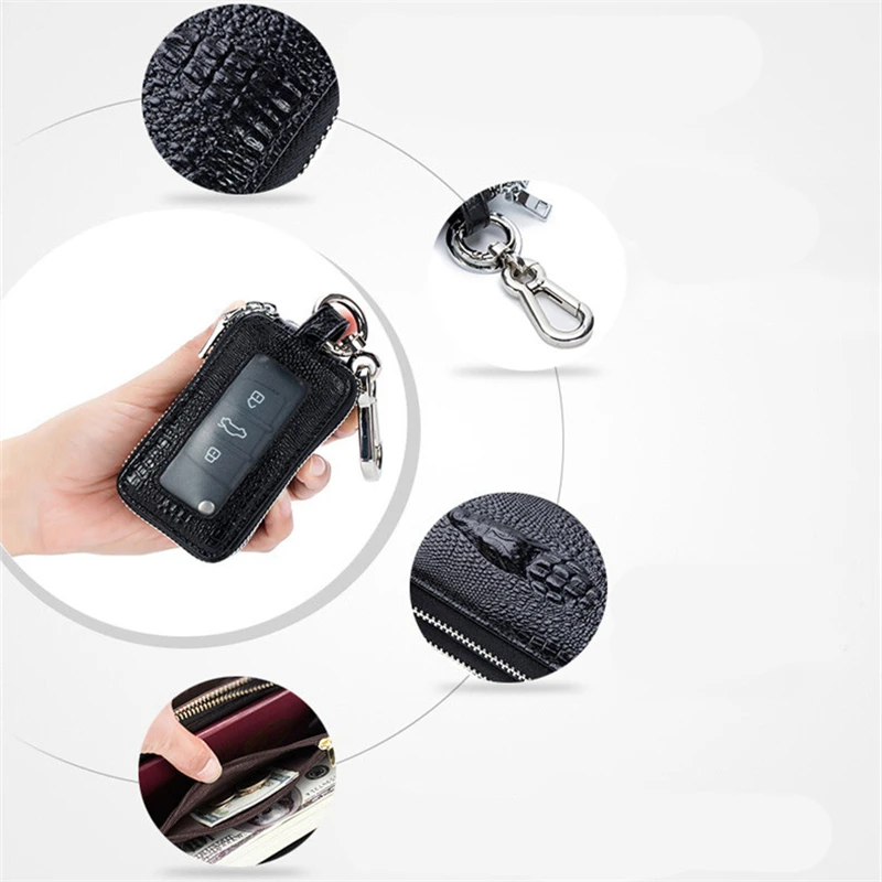 

Genuine Leather Men Key Wallet Male Car Key Bag Keys Holder Crocodile Pattern Key Case Large Capacity Organizer Small Wallets