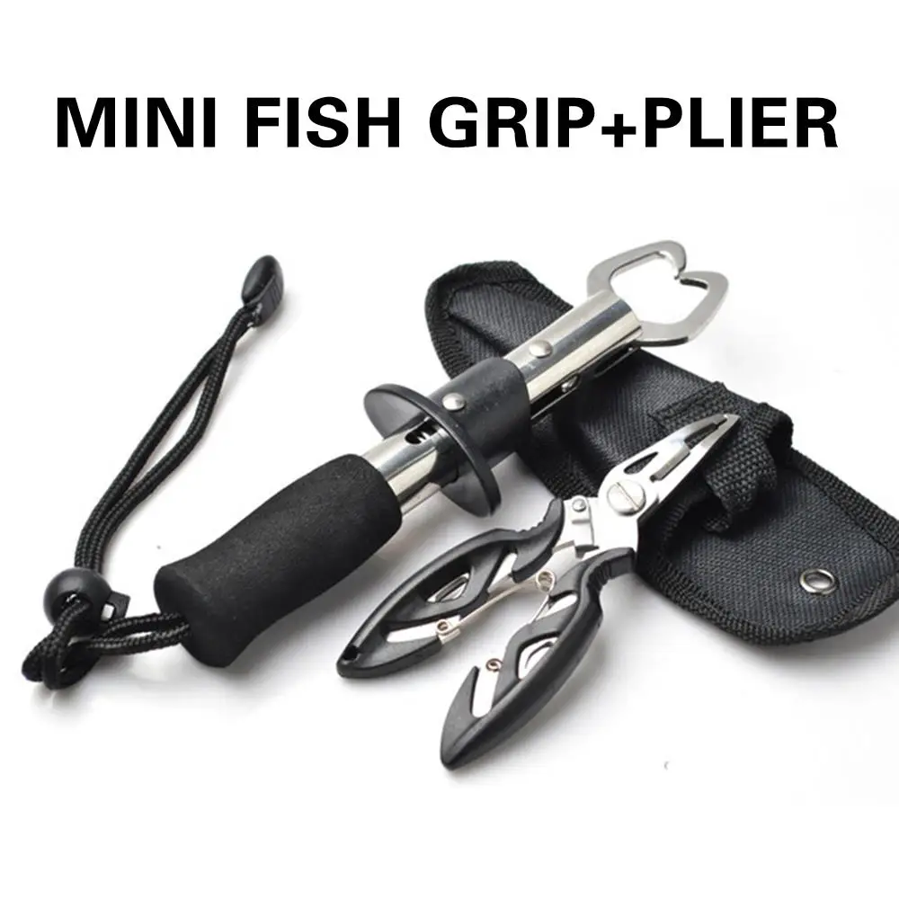 Набор инструментов для рыбалки: кусачки, ножницы, зажим для рыбы, мультифункциональная зажимная приманка, клипса для аксессуаров и захватчик.