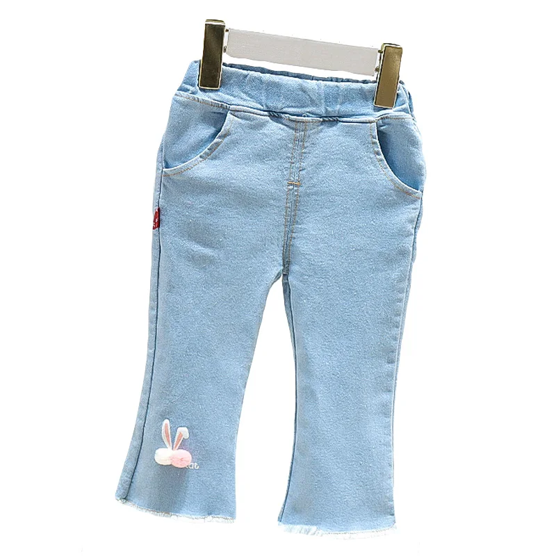 

Boys Jeans Kids Clothes Solid Color Printing Jeans Cotton Casual Pants Children Tie Feet Trousers Toddler Girl Denim Pants 1-5Y