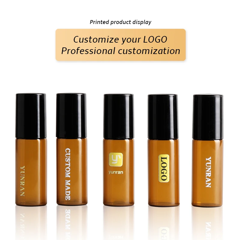 

Wholesale 5 ML Portable Amber Glass Refillable Perfume Empty Essential Oil Bottle Pisplay Free Custom Print Pisplay